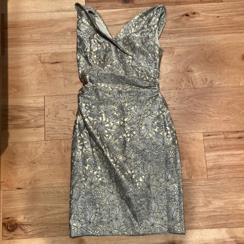 Kay Unger Silver/Gold Sleeveless Cocktail Dress